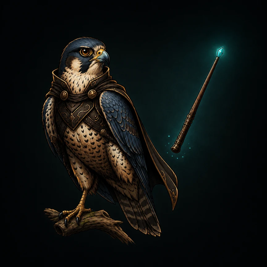 Merlin beside his glowing listening wand