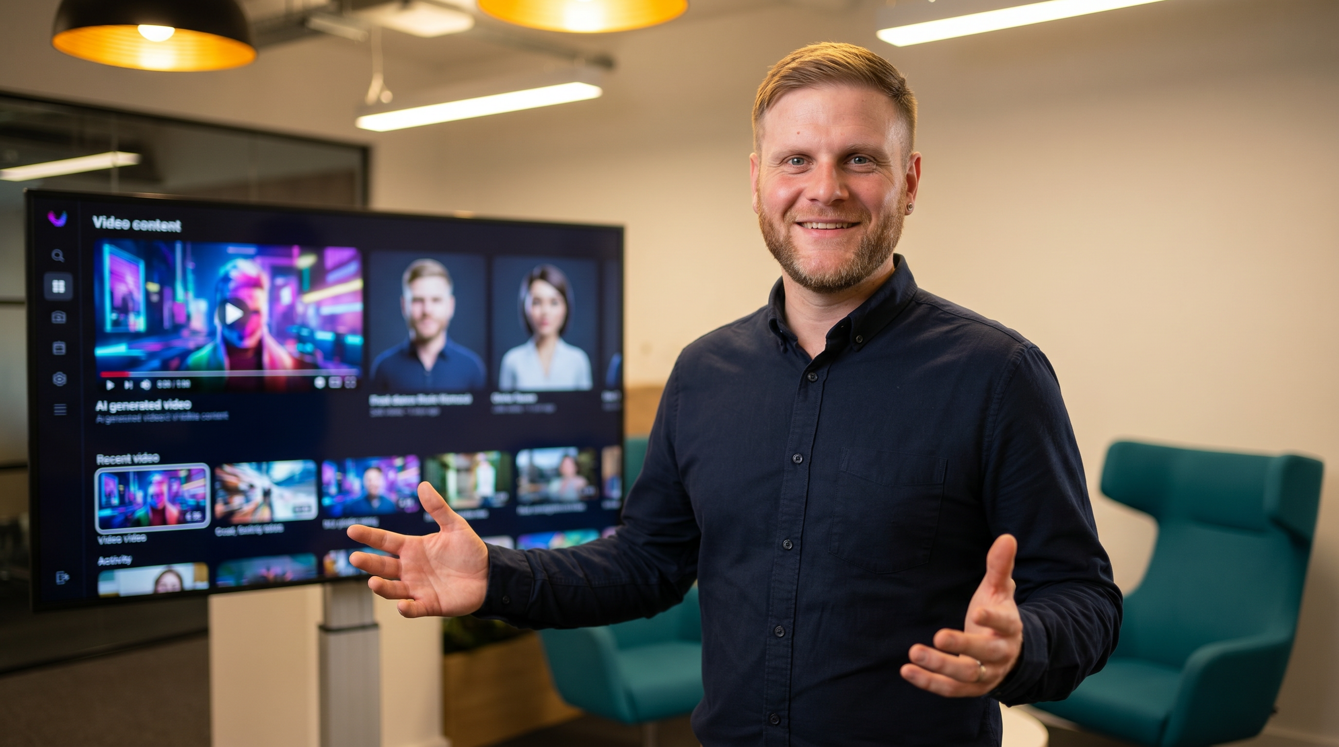 Yaan presenting AI-generated video content